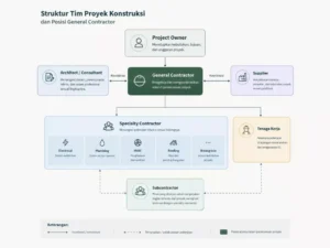Hierarki posisi general contractor adalah dalam proyek konstruksi beserta peran owner, consultant, subcontractor, dan supplier